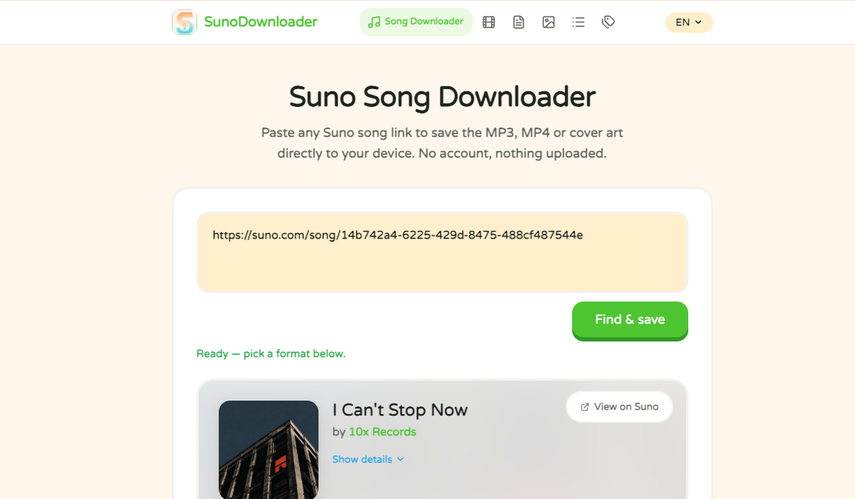 Suno Song Downloader Result
